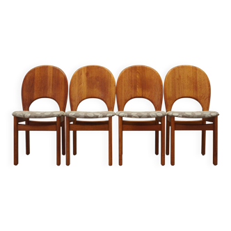 Set of four teak chairs, Danish design, 1960s, designer: Niels Koefoed, man