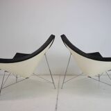 Set of Two Leather Original George Nelson Coconut Chairs, Vitra