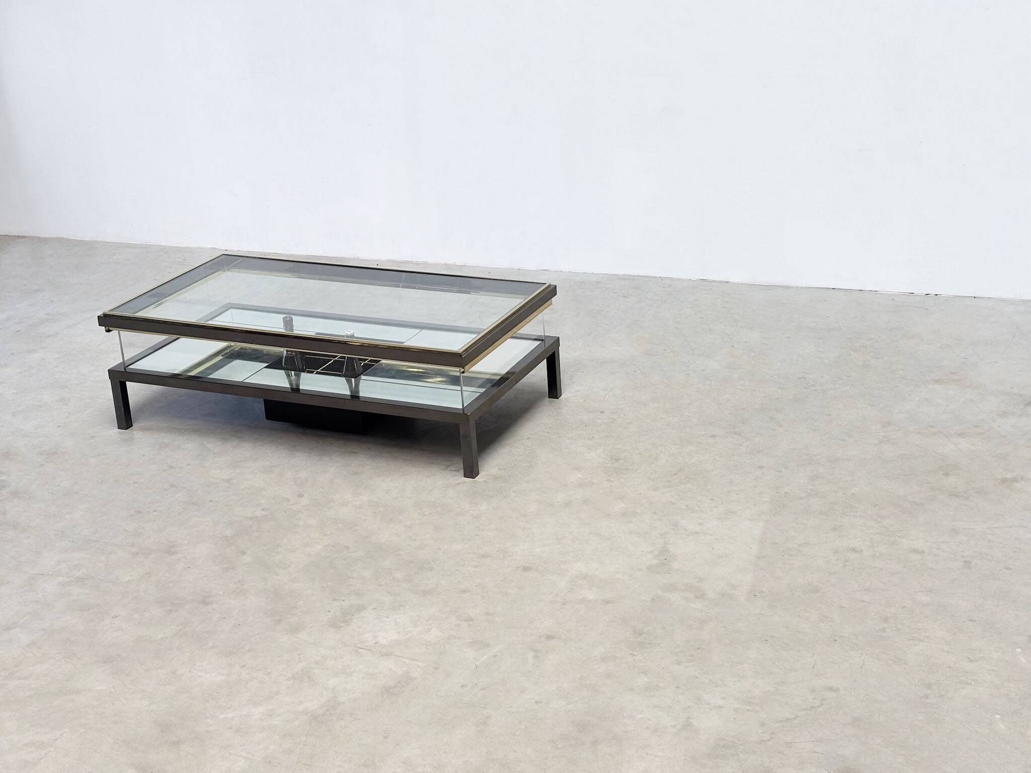 Rare Maison Jansen (attr.) sliding coffee table with bottle holder