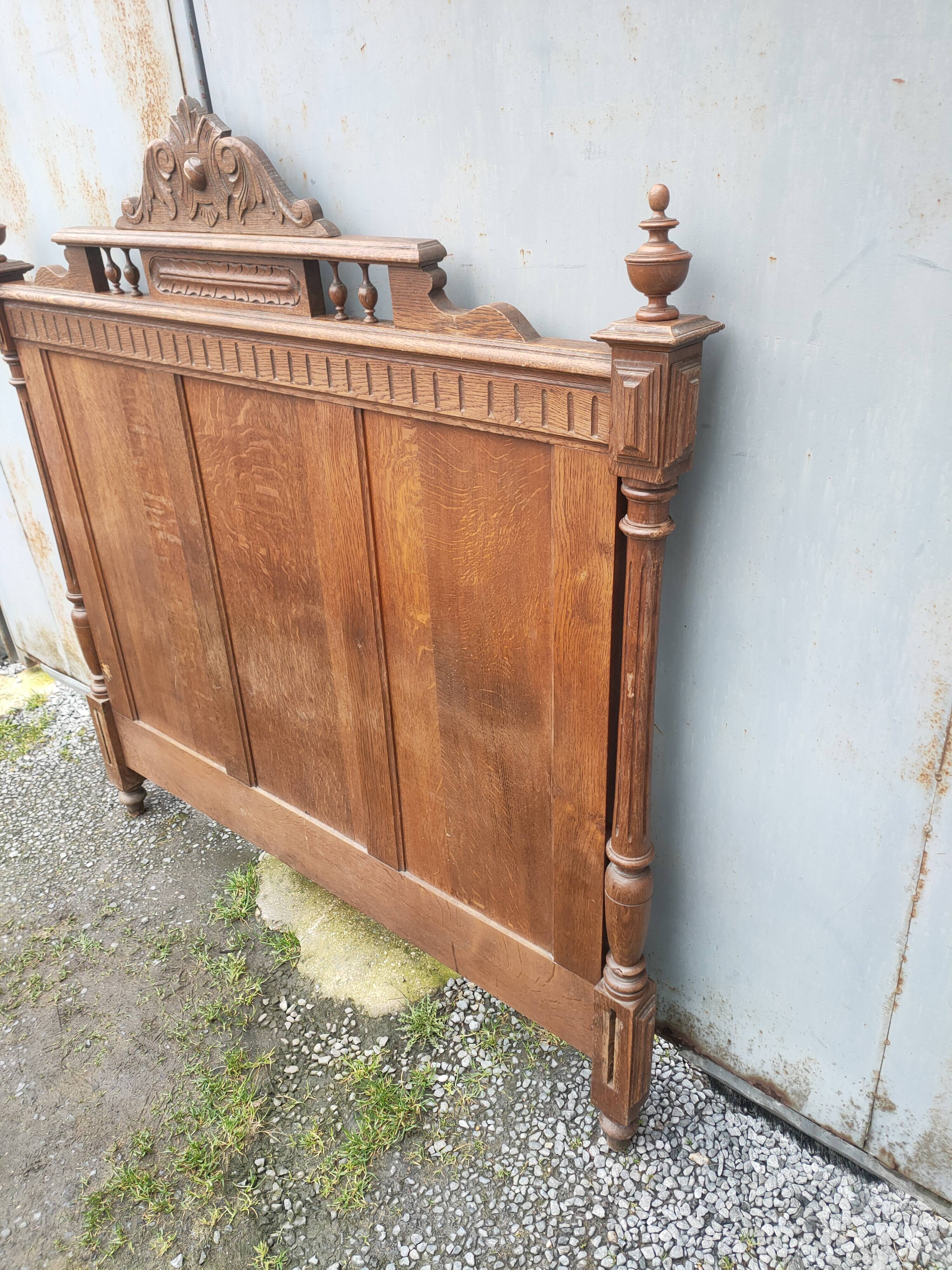 antique solid oak headboard