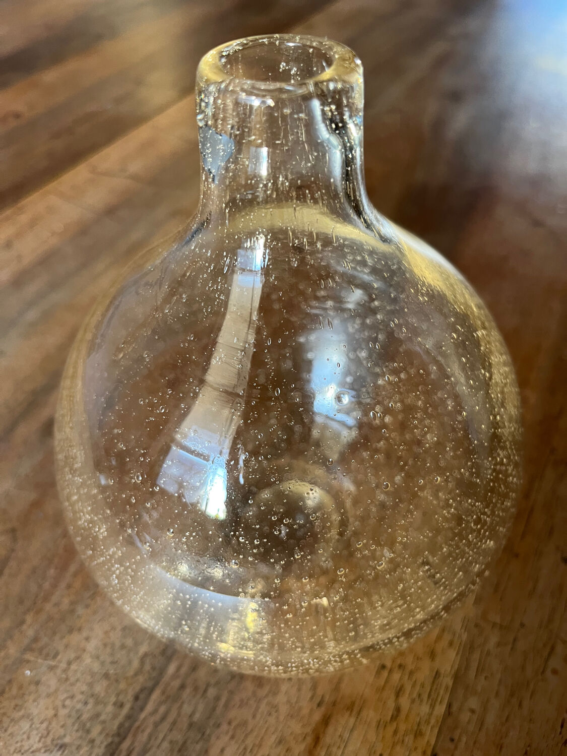 Petite Dame Jeanne en verre bullé transparent