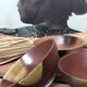 Trio ceramic style bowls brown earth