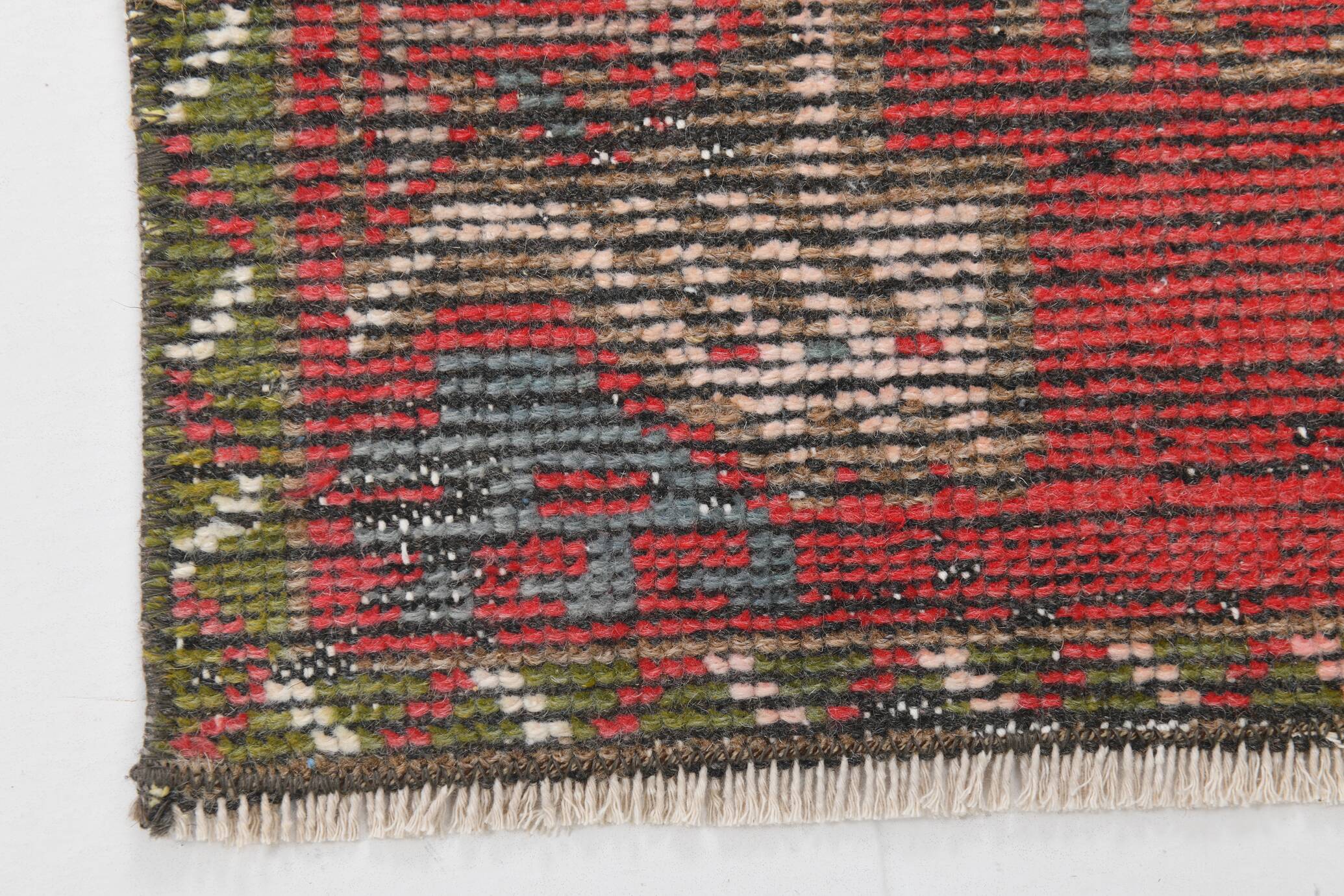 2x3 Red Green Oriental Vintage Rug, 48x89Cm