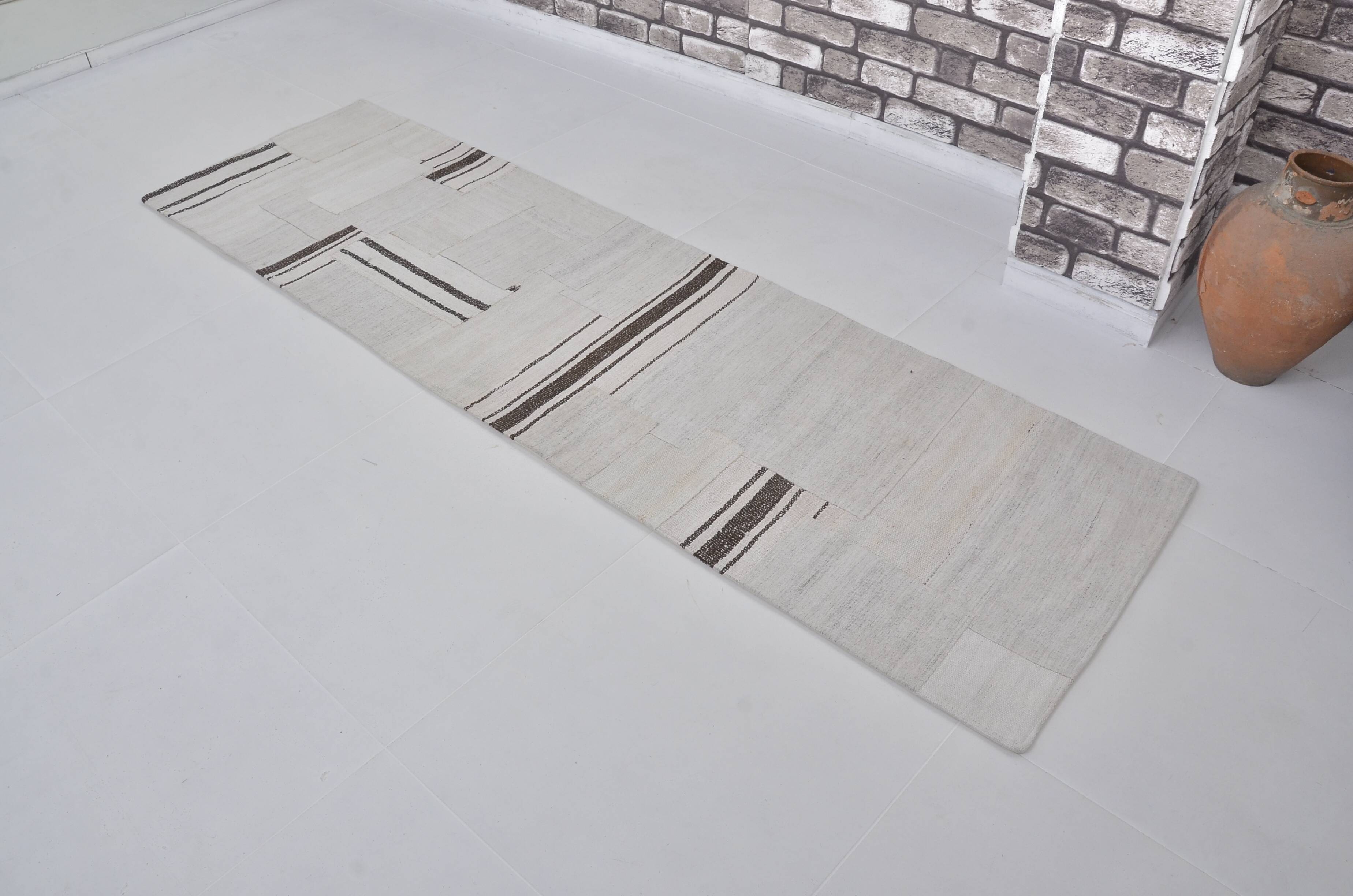 Decorative White And Black Hemp Kilim Rug sku 3803