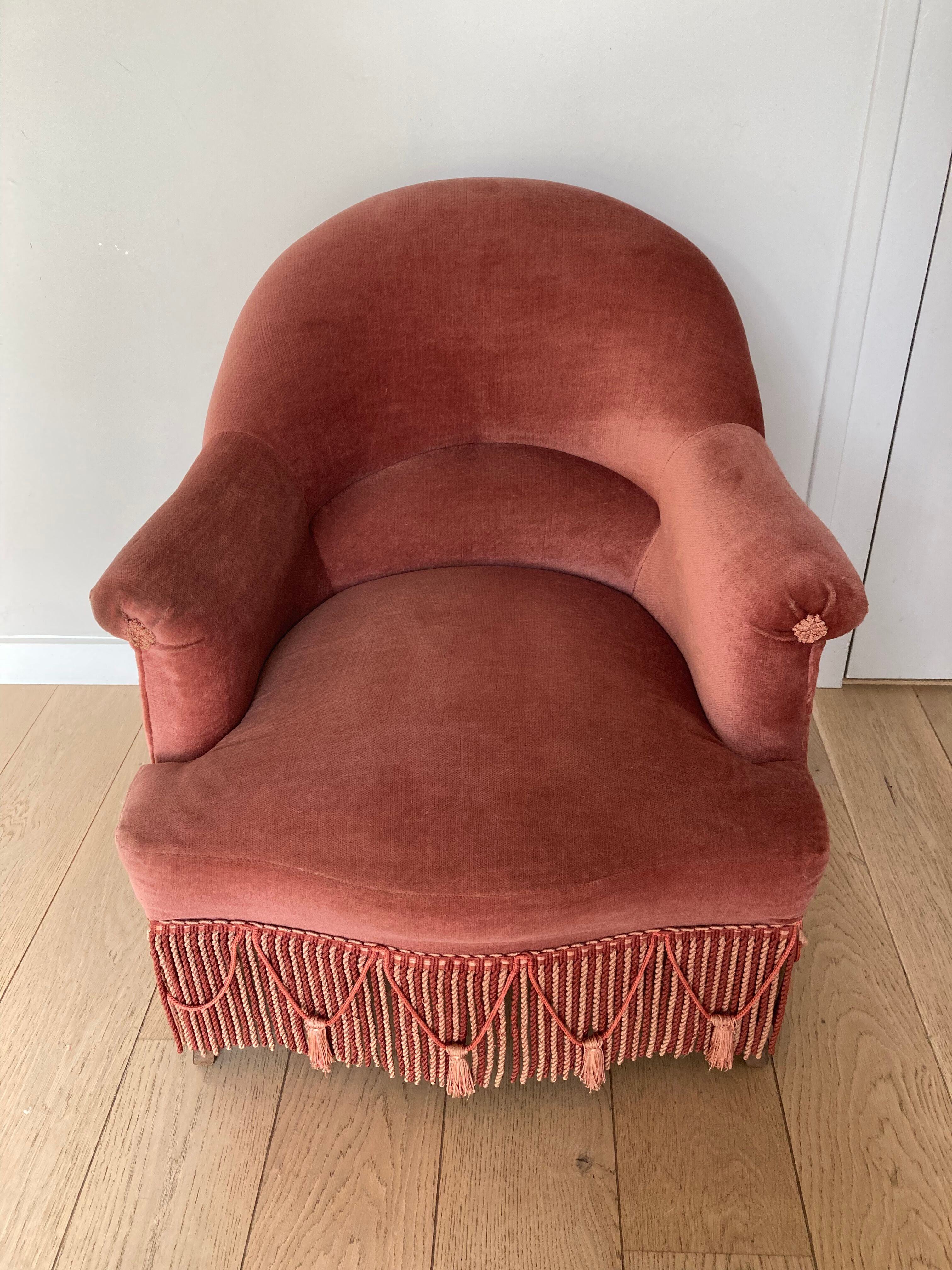 Pink velvet armchair