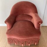 Pink velvet armchair