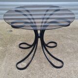 Space Age table in steel with smoked glass top, 1970