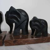 Serre-livres art déco, bois et marbre, Armand