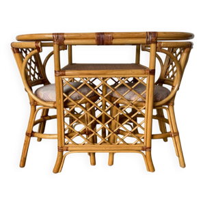 Ensemble table et chaises - rotin