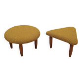 Ensemble de deux poufs moutarde, design danois, années 1990, production : Danemark