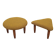Ensemble de deux poufs moutarde, design danois, années 1990, production : Danemark