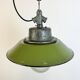 Green Enamel and Cast Iron Industrial Pendant Light, 1960s