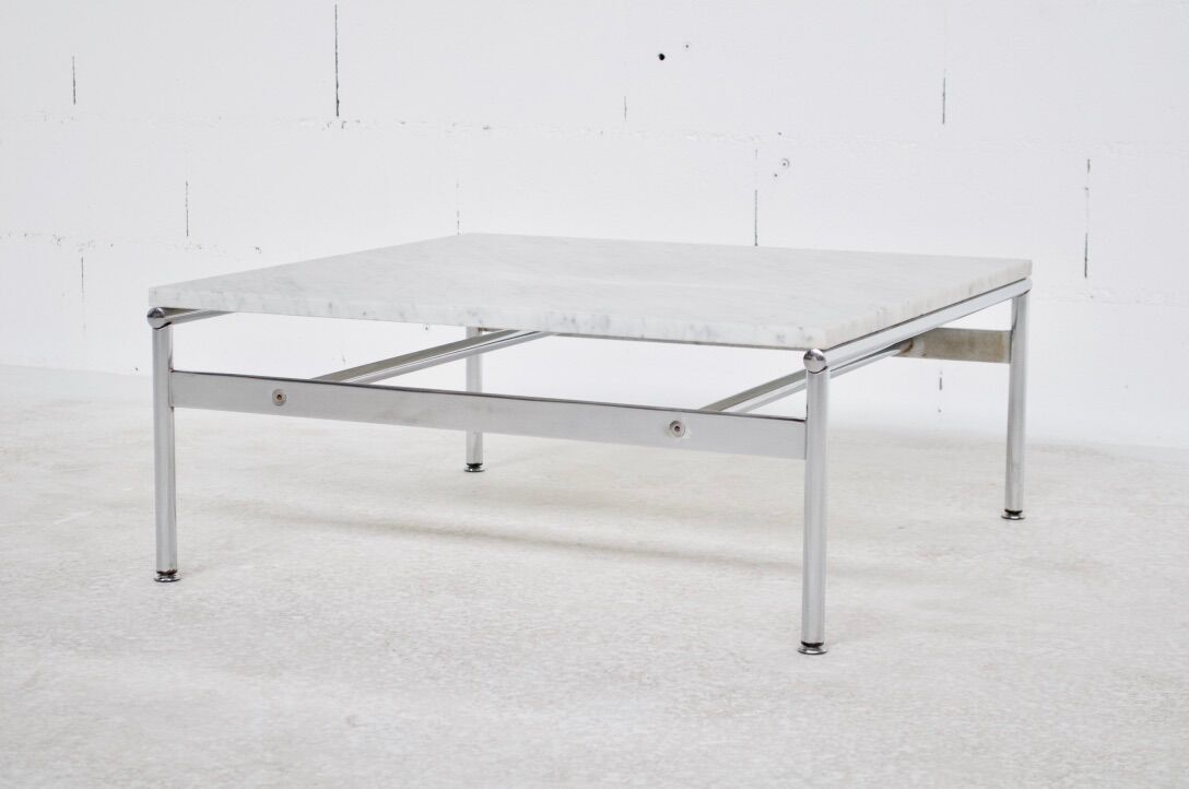 Table basse years 70' marble and chromium acier
