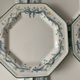 12 octagonal dessert plates in blue and yellow green English porcelain Johnson Brothers