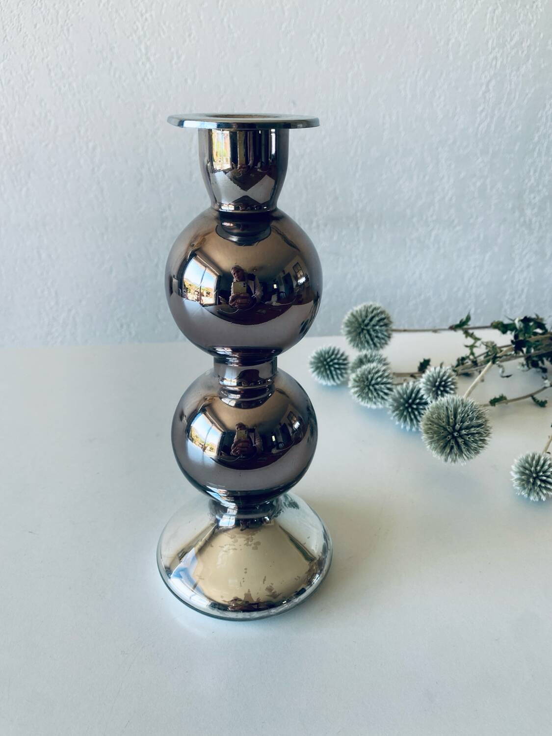 Eglomise glass candle holder