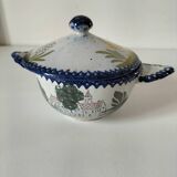 Earthenware bowl with lid from Charolles, village decoration.