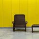 Vintage brown leather ds 50 by de sede, 1960s-1970s + stool