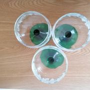 3 twisted green stemmed glasses for Alsace wine, 20 cl