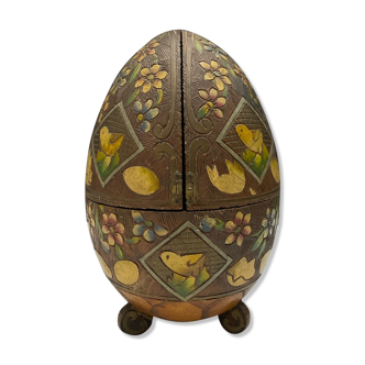 Egg box in engraved wood floral decoration xxth gilding