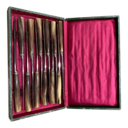 Box of 12 horn-handled knives