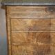 Antique walnut commode from 1860 with a marble top and original key.