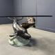 Bronze dolphin coffee table signed C Caudion, 1960s