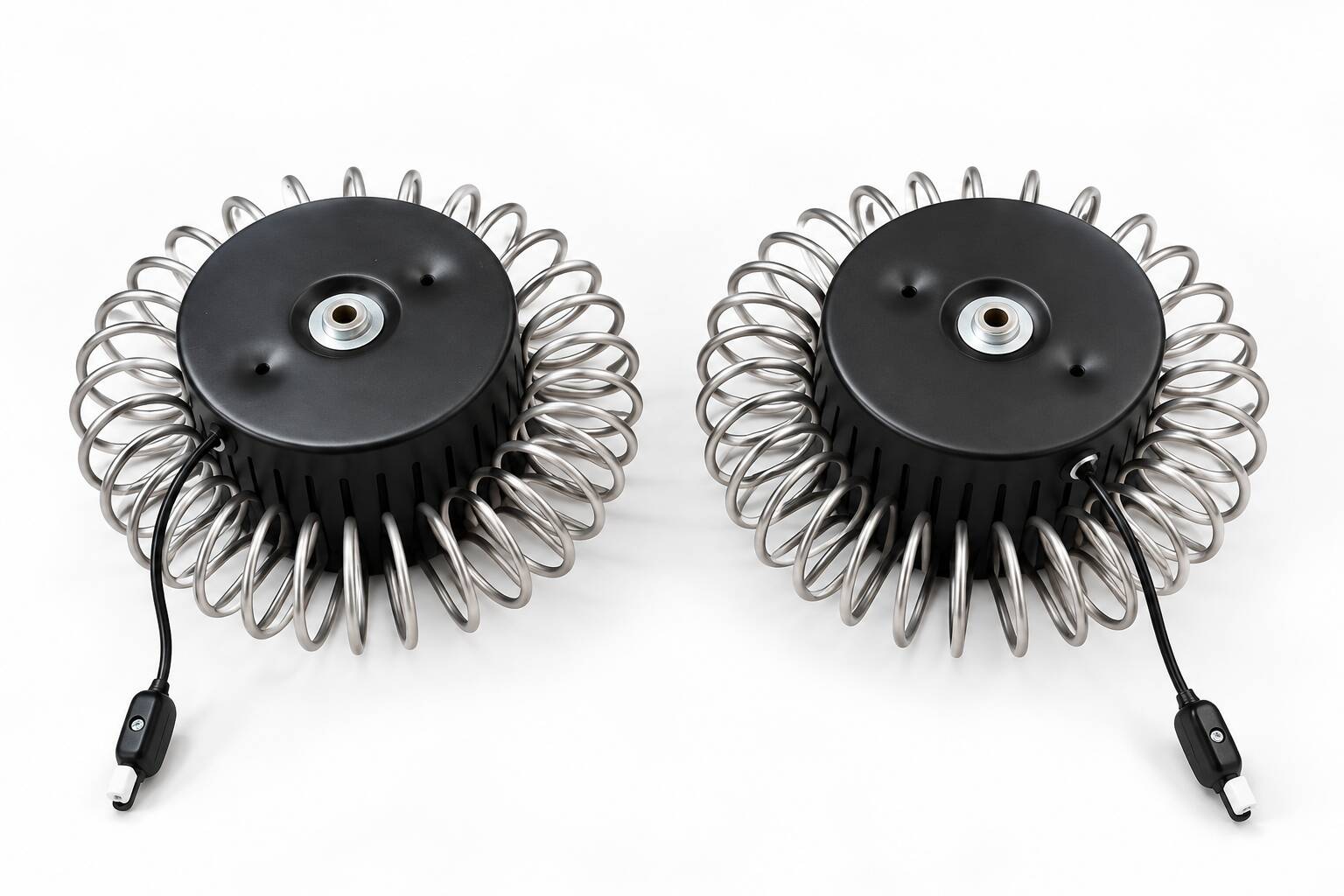 Pair of vintage lamps in black metal and chrome – 1970s