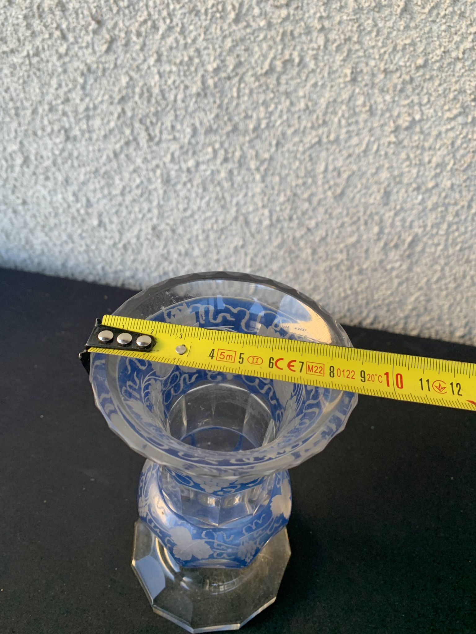 blue crystal vase medici shape