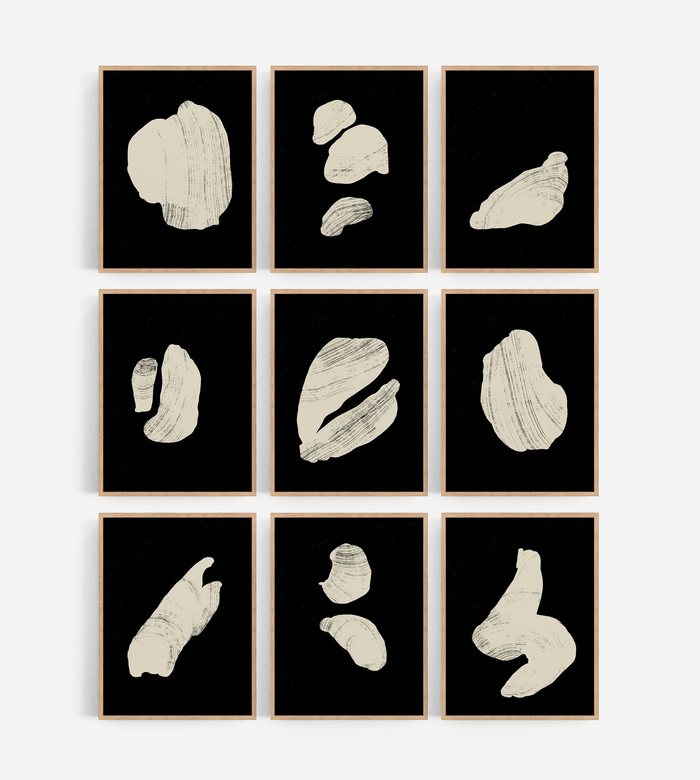 Ensemble de 9 impressions giclées abstraites, format A4