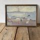 Oil painting "view of Etna" from the 60s, glass frame