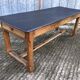 Antique oak farmhouse table with cat bar and 2 end drawers
