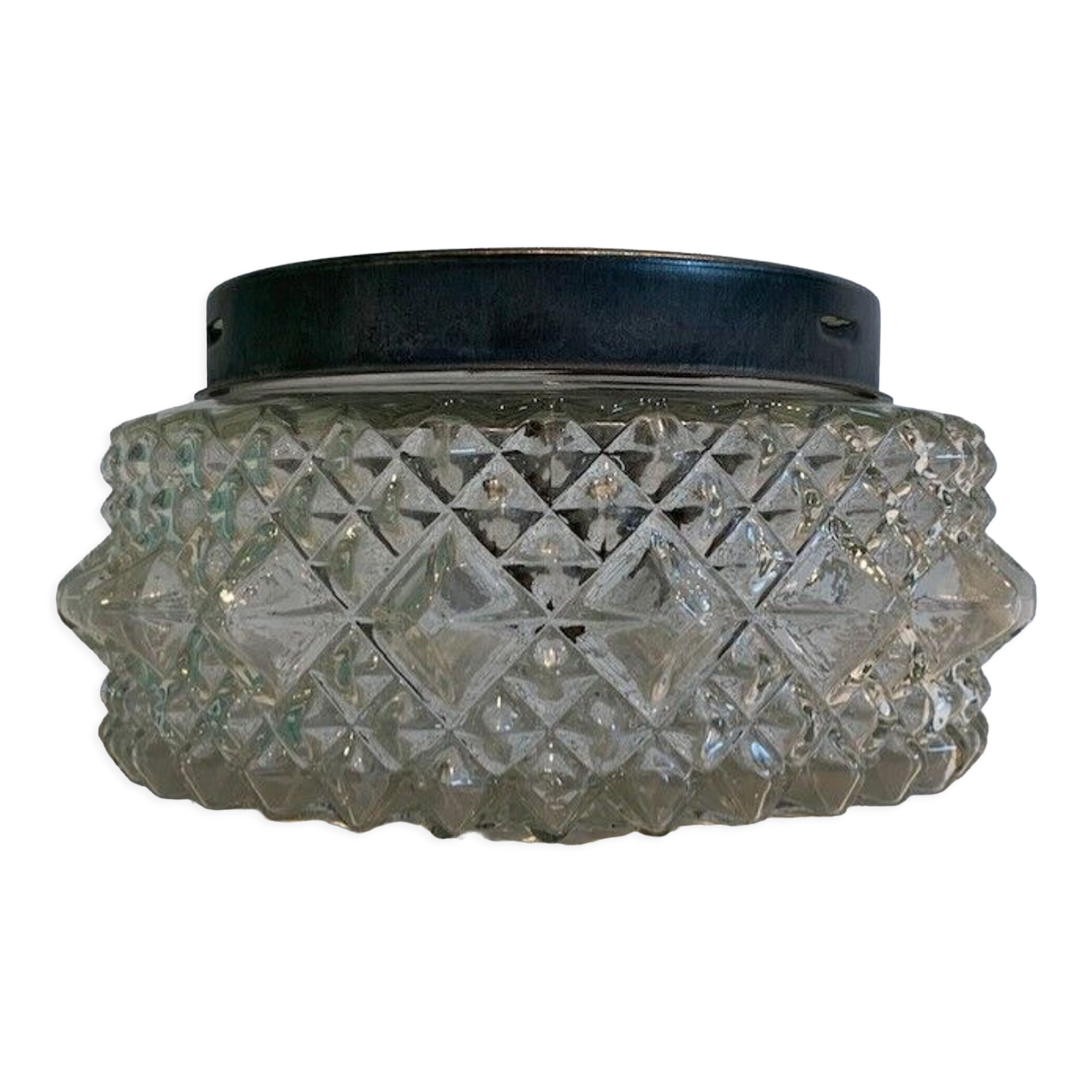Ceiling lamp window in chiseled glass diamond tip of the 60s-70s