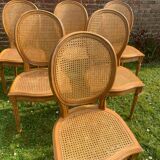 Set of 6 Louis XVI style cane medallion chairs