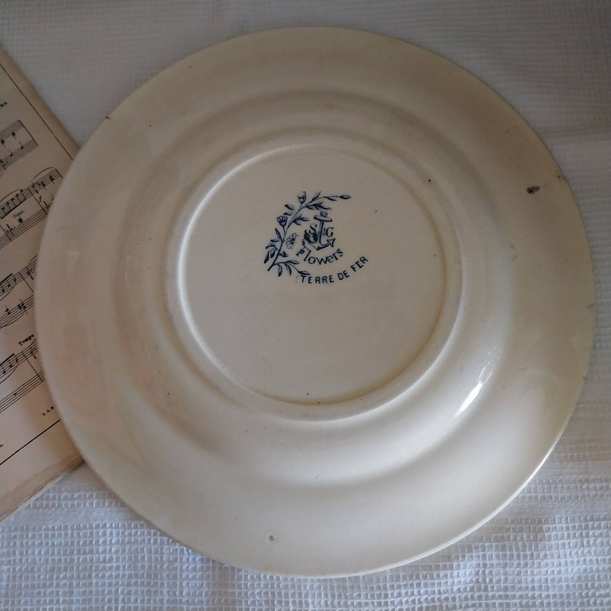 Ancienne assiette plate en terre de fer