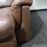 Canapé vintage en cuir brun par Rolf Benz