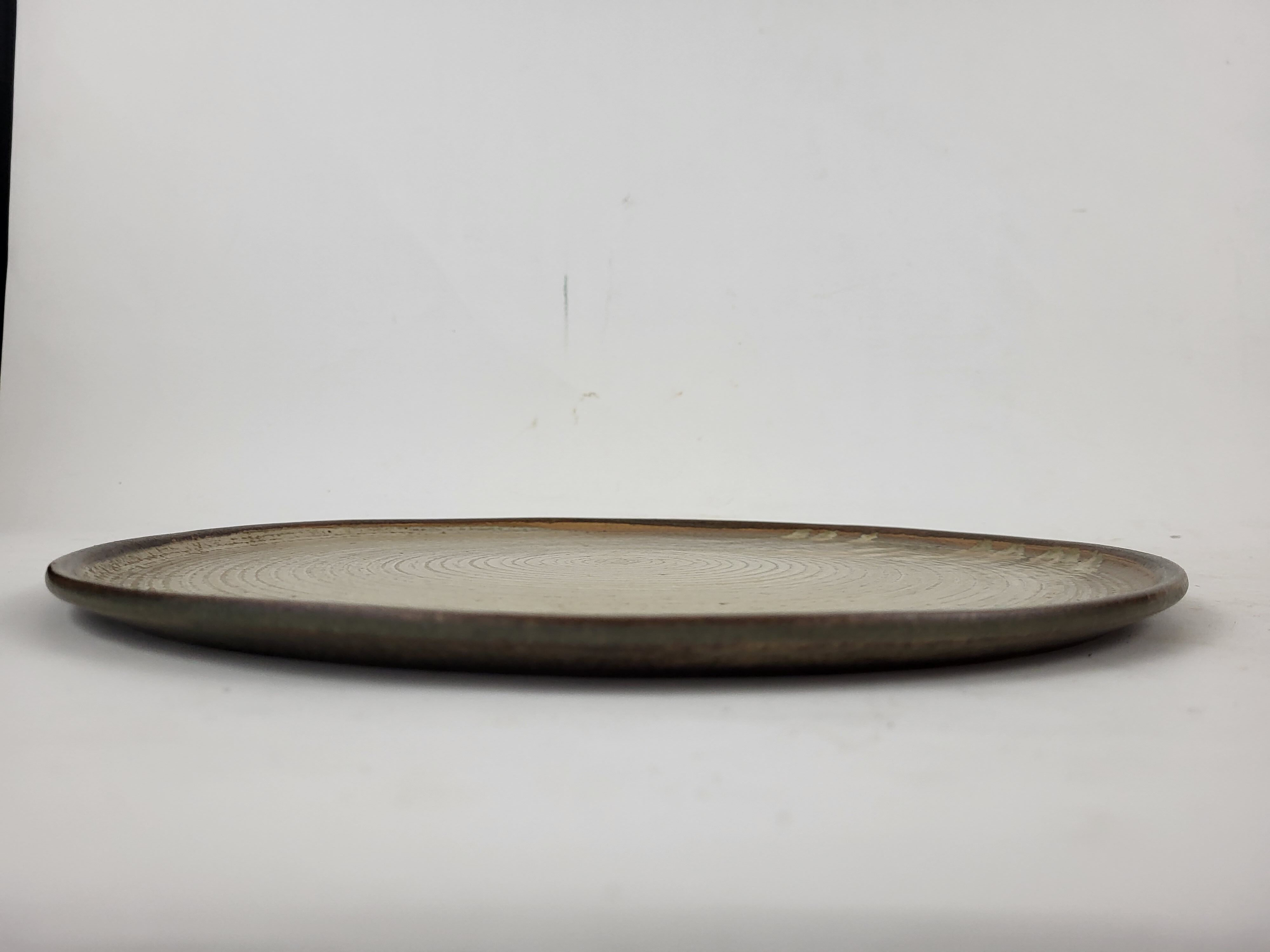 Puisaye stoneware pie dish signed Lacheny