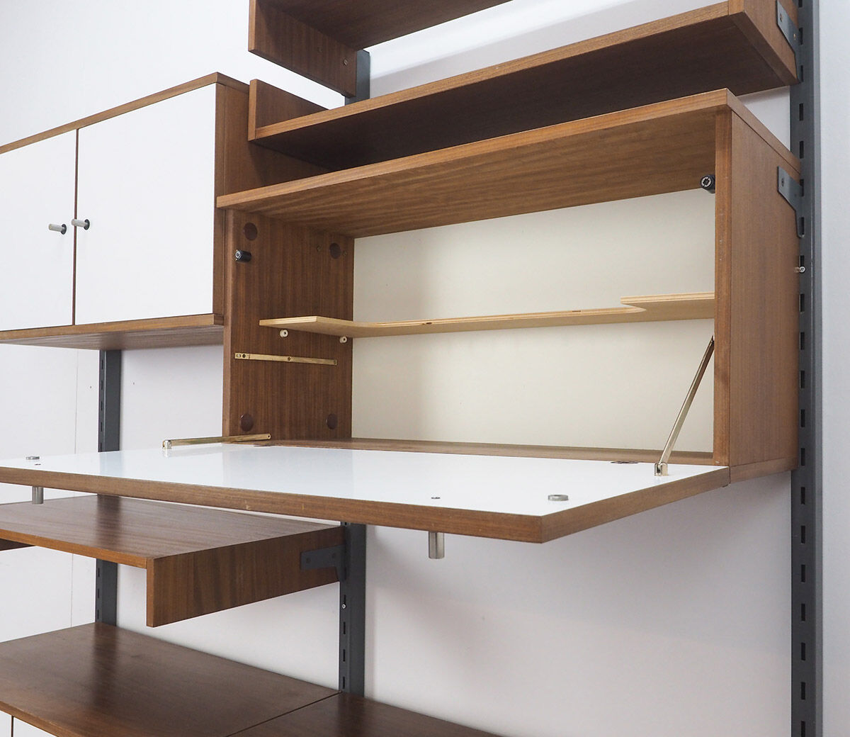Teak and metal wall unit by Simplalux, 1960's