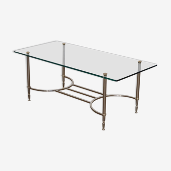 Vintage glass and metal coffee table 1950