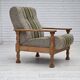 1970s, Danish armchair, original furniture wool fabric, solid oak wood.