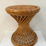 Tabouret diabolo sellette en rotin