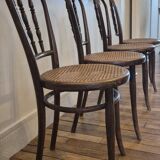 Set of 4 chairs signed Thonet with caning