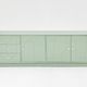 Buffet vintage des années 1970, vert pastel, relief, finition brillante, chrome