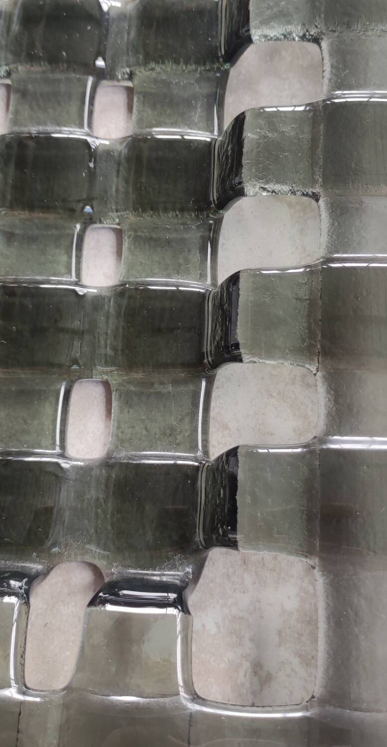 Old flat tray centerpiece design/smoked glass