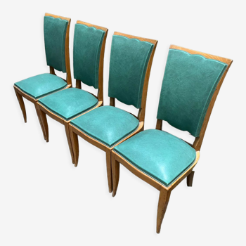 Chaises en skaï et bois Art Deco
