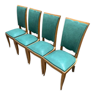 Chairs in skaï and wood Art Deco