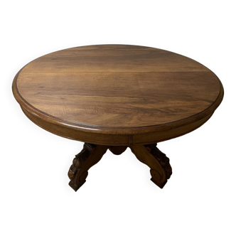 Table Guéridon à Bandeau En Noyer d époque du début du XX ème siècle