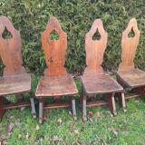 Lot of wooden mountain chairs, France 1950s