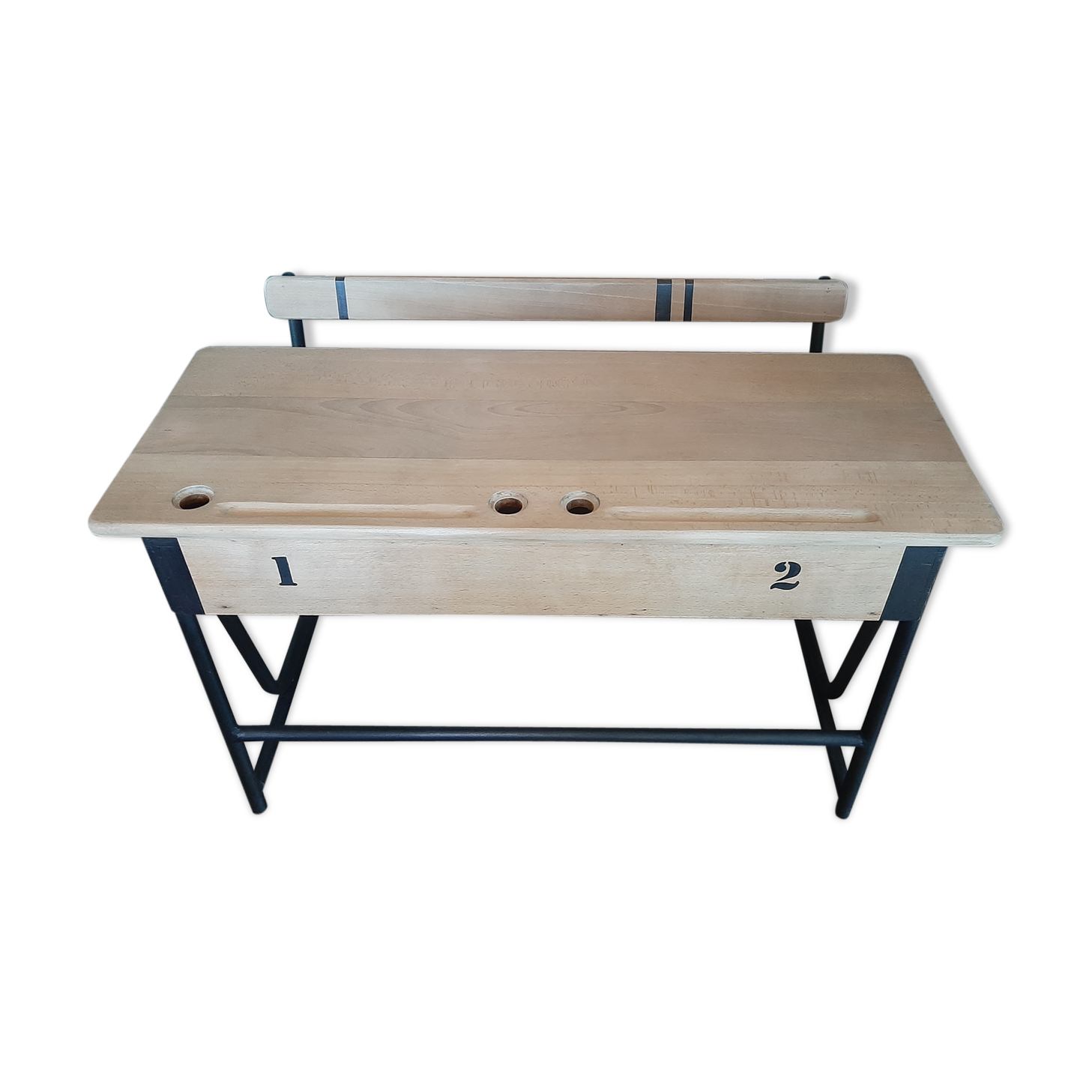 Two-seater schoolboys desk in oak