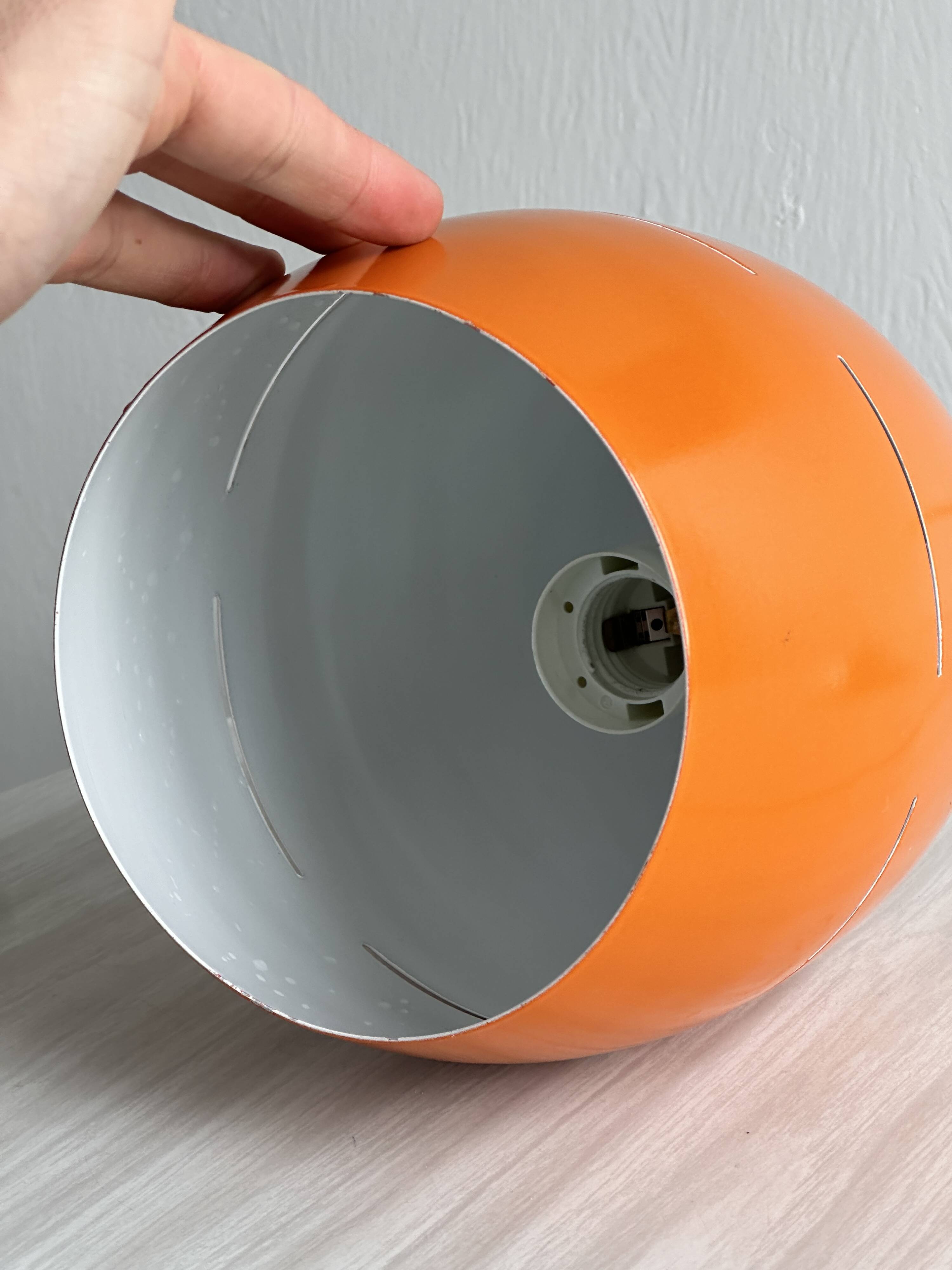 Vintage 70s pendant light in orange metal, Space Age design