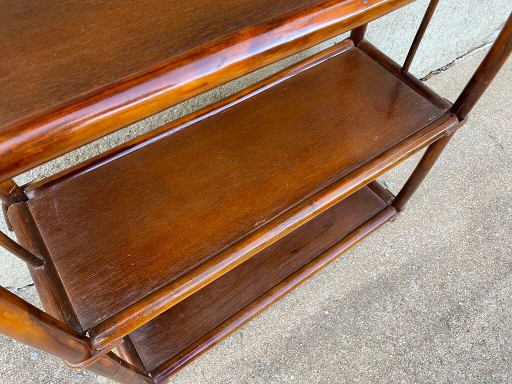 Vintage rattan bookcase shelf 70s